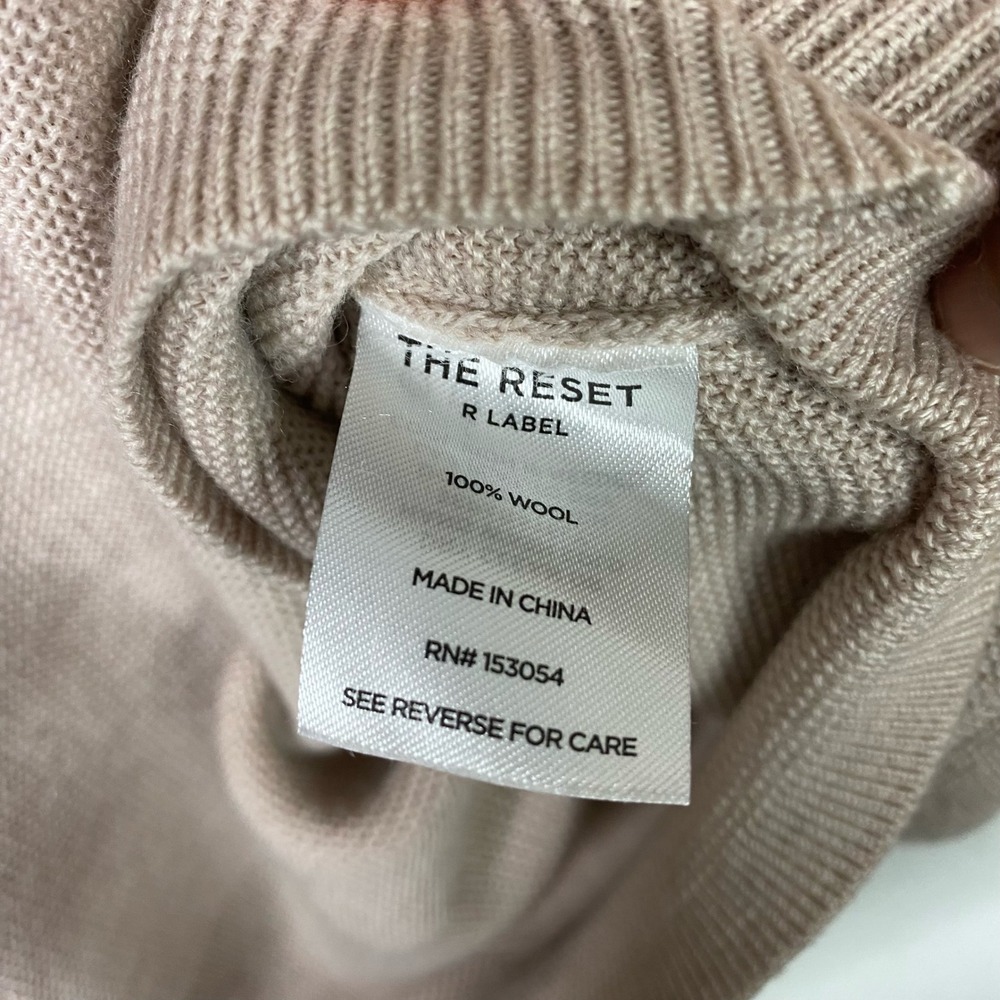 The Reset Polo Sweater Womens S Tan Wool V-Neck Minimalist Quiet Luxury Preppy - Picture 4 of 6